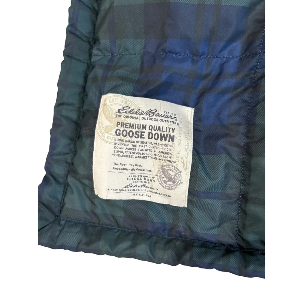 Eddie Bauer Down Fill Quilted Blanket Green Blue Plaid TARTAN PLAID 50
